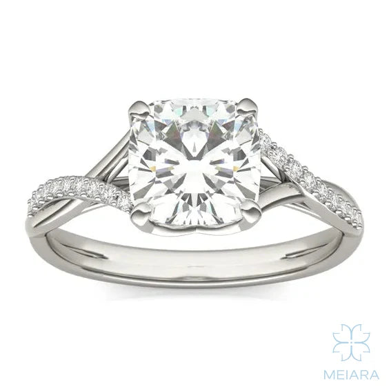 Eve Cushion Twisted Side-Stone Engagement Ring