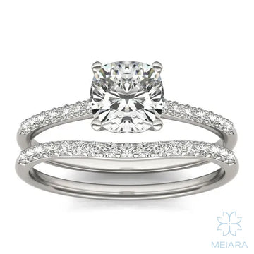 Eve Cushion Sleek Stylish Side-Stone Bridal Set