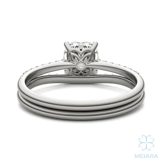 Eve Cushion Sleek Stylish Side-Stone Bridal Set