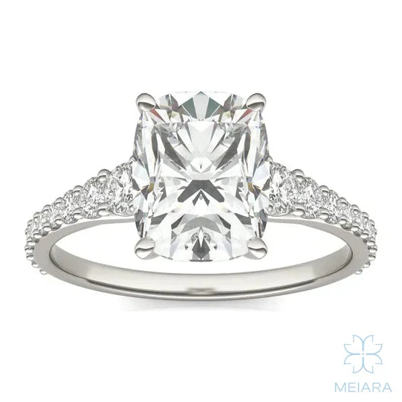 Eve Elongated Cushion Graduated Side-Stone Engagement Ring
