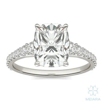 Eve Elongated Cushion Graduated Side-Stone Engagement Ring