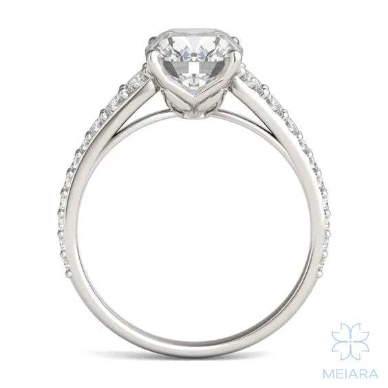 Eve Elongated Cushion Graduated Side-Stone Engagement Ring