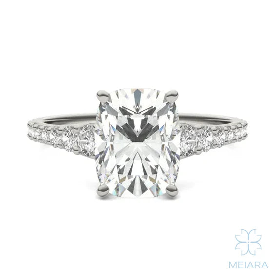 Eve Elongated Cushion Graduated Side-Stone Engagement Ring