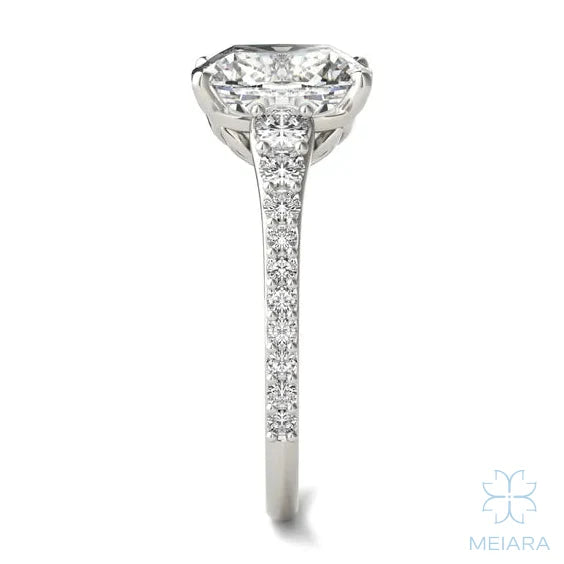 Eve Elongated Cushion Graduated Side-Stone Engagement Ring