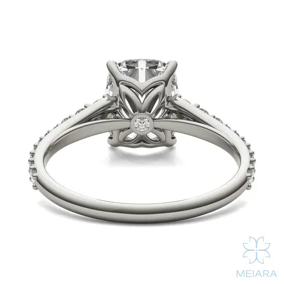Eve Elongated Cushion Graduated Side-Stone Engagement Ring