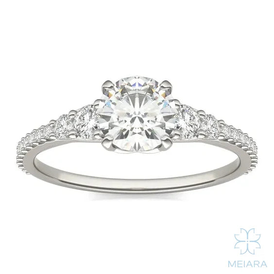 Eve Cushion Graduated Side-Stone Engagement Ring