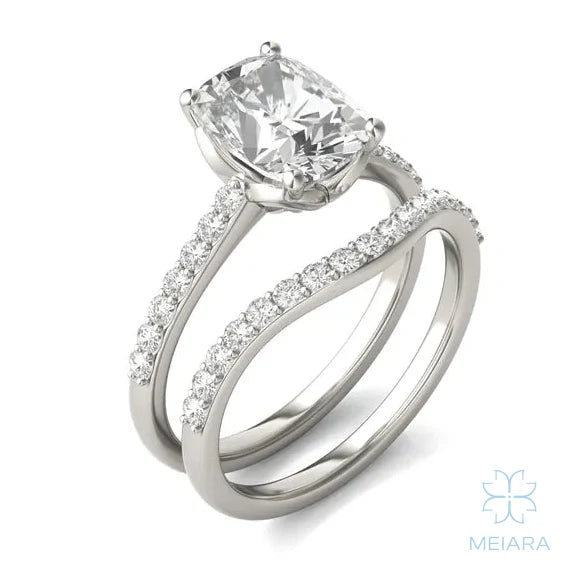 Eve Elongated Cushion Side-Stone Bridal Set