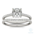 Eve Cushion Side-Stone Bridal Set