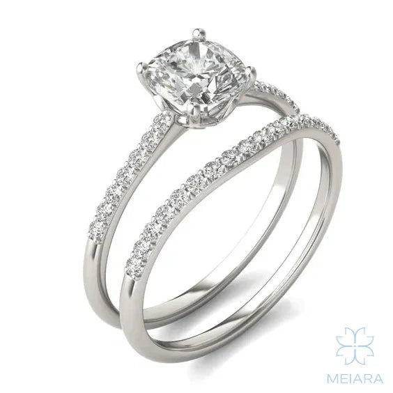 Eve Cushion Side-Stone Bridal Set
