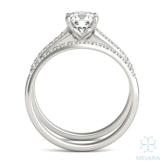 Eve Cushion Side-Stone Bridal Set