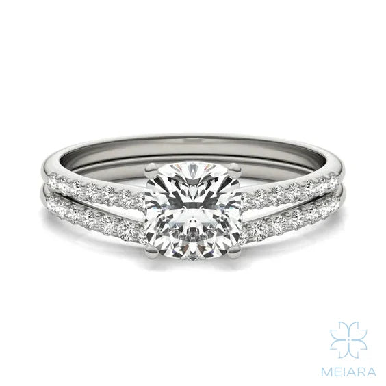 Eve Cushion Side-Stone Bridal Set