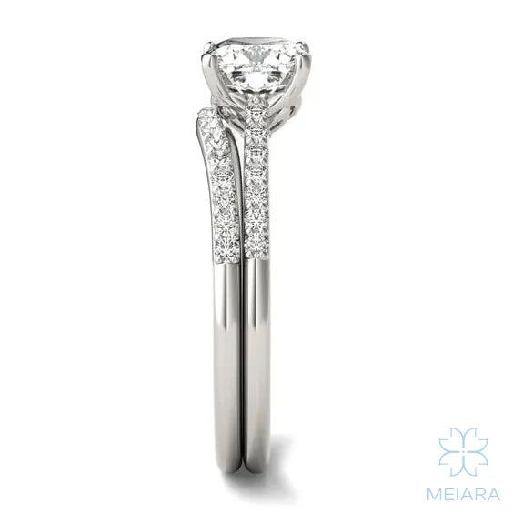 Eve Cushion Side-Stone Bridal Set