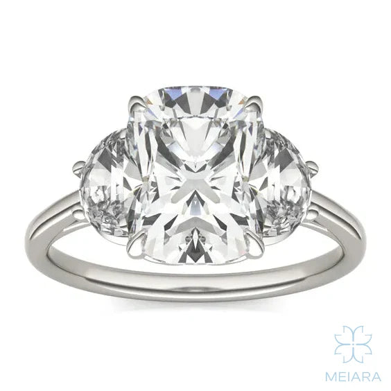 Eve Elongated Cushion Eclipse of Love Three-Stone Ring