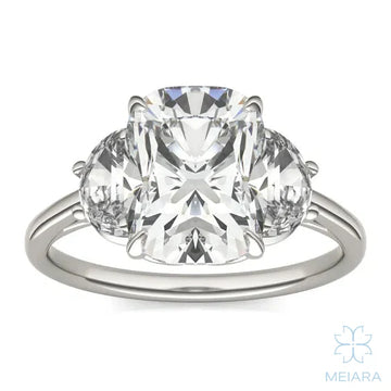 Eve Elongated Cushion Eclipse of Love Three-Stone Ring