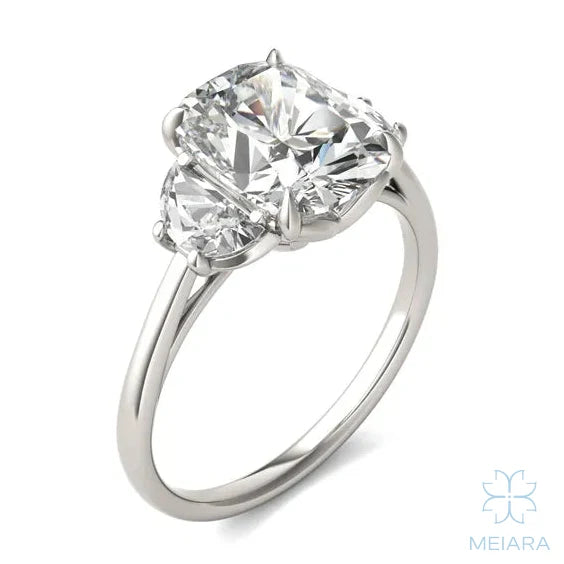 Eve Elongated Cushion Eclipse of Love Three-Stone Ring