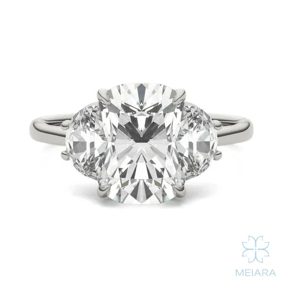 Eve Elongated Cushion Eclipse of Love Three-Stone Ring