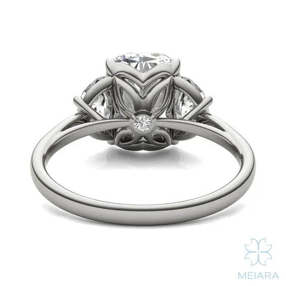 Eve Elongated Cushion Eclipse of Love Three-Stone Ring