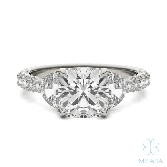 Lume Cushion Three-Stone Ring