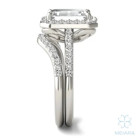 Iris Emerald Accented Halo Bridal Set
