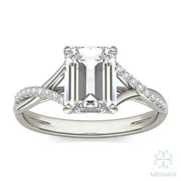 Eve Emerald Twisted Side-Stone Engagement Ring