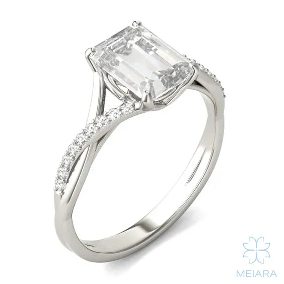 Eve Emerald Twisted Side-Stone Engagement Ring