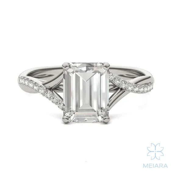 Eve Emerald Twisted Side-Stone Engagement Ring