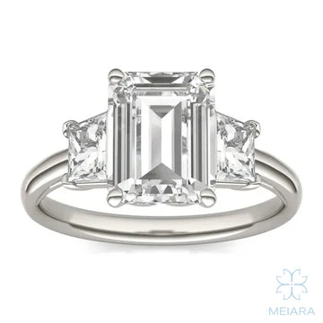 Eve Emerald Trapezoid Three-Stone Ring