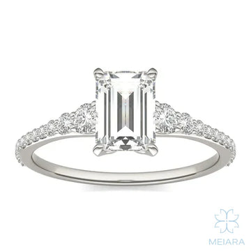 Eve Emerald Graduated Side-Stone Engagement Ring
