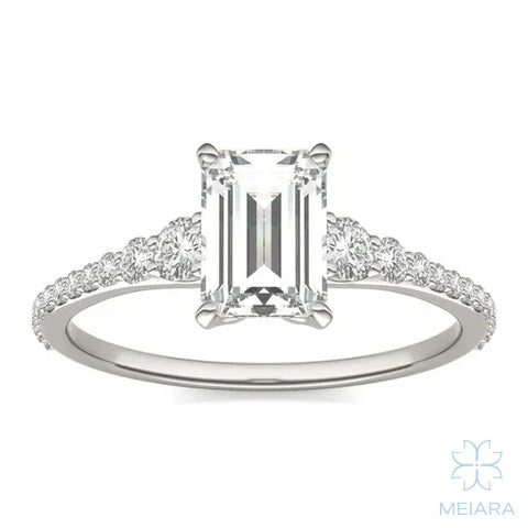 Eve Emerald Graduated Side-Stone Engagement Ring