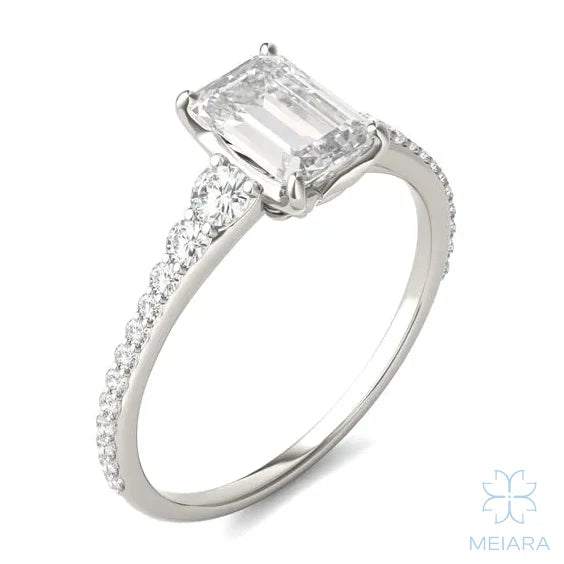 Eve Emerald Graduated Side-Stone Engagement Ring