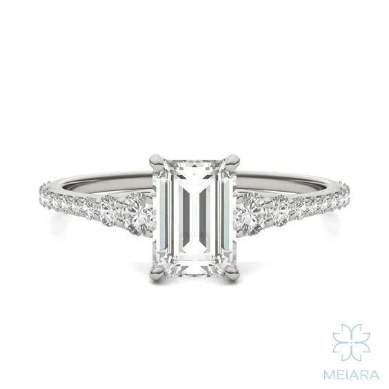 Eve Emerald Graduated Side-Stone Engagement Ring