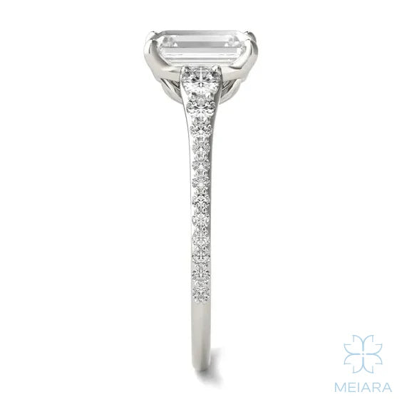 Eve Emerald Graduated Side-Stone Engagement Ring