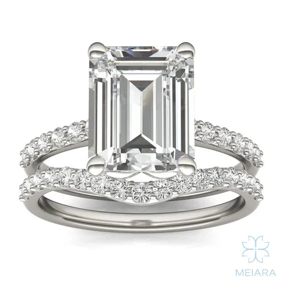 Eve Emerald Side-Stone Bridal Set