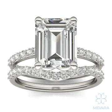 Eve Emerald Side-Stone Bridal Set