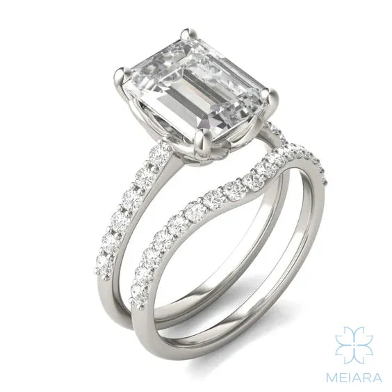 Eve Emerald Side-Stone Bridal Set