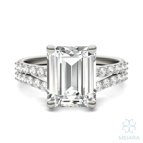 Eve Emerald Side-Stone Bridal Set