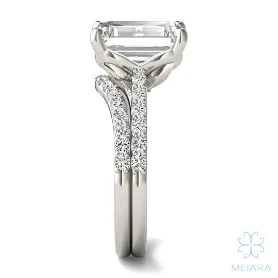 Eve Emerald Side-Stone Bridal Set