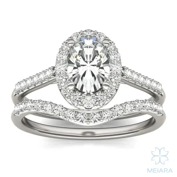 Iris Oval Accented Halo Bridal Set