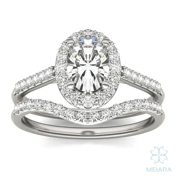 Iris Oval Accented Halo Bridal Set