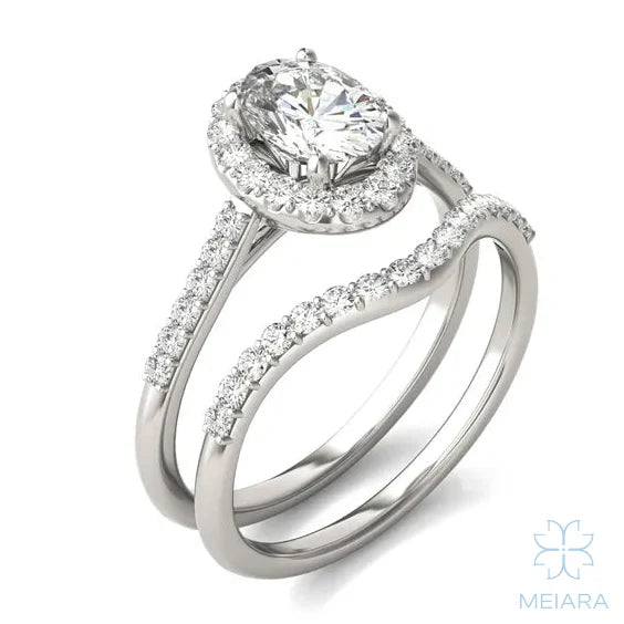 Iris Oval Accented Halo Bridal Set
