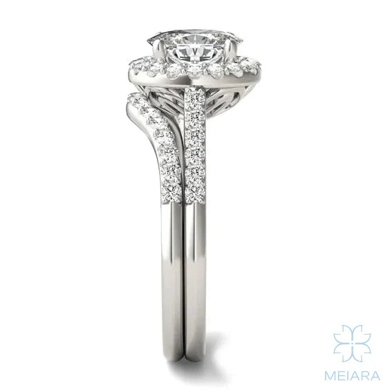Iris Oval Accented Halo Bridal Set