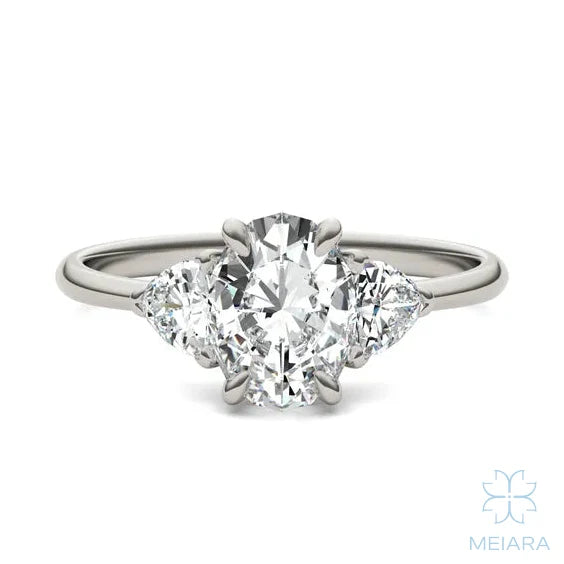 Eve Oval Claw Prong Three-Stone Ring
