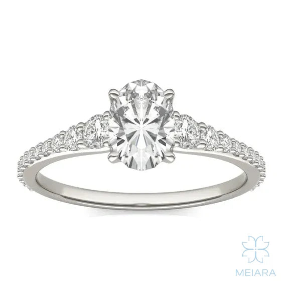 Eve Oval Graduated Side-Stone Engagement Ring