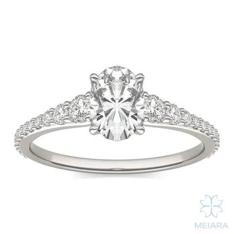 Eve Oval Graduated Side-Stone Engagement Ring