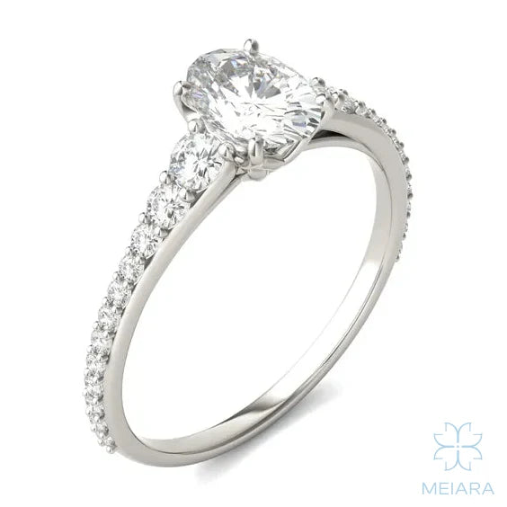 Eve Oval Graduated Side-Stone Engagement Ring