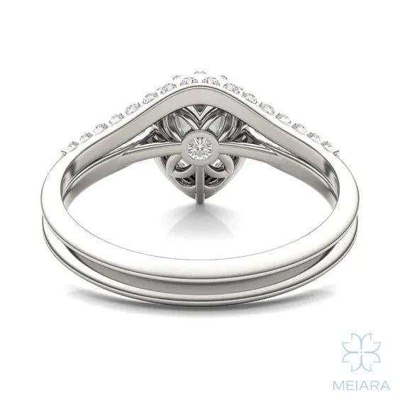 Iris Pear Accented Halo Bridal Set