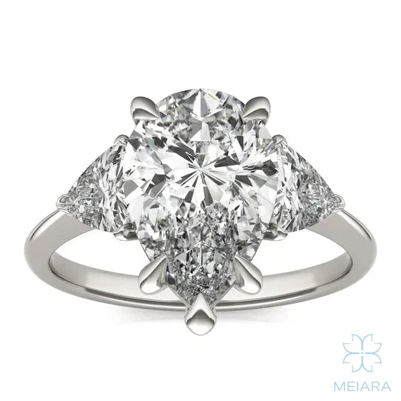 Eve Pear Claw Prong Three-Stone Ring