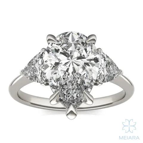 Eve Pear Claw Prong Three-Stone Ring