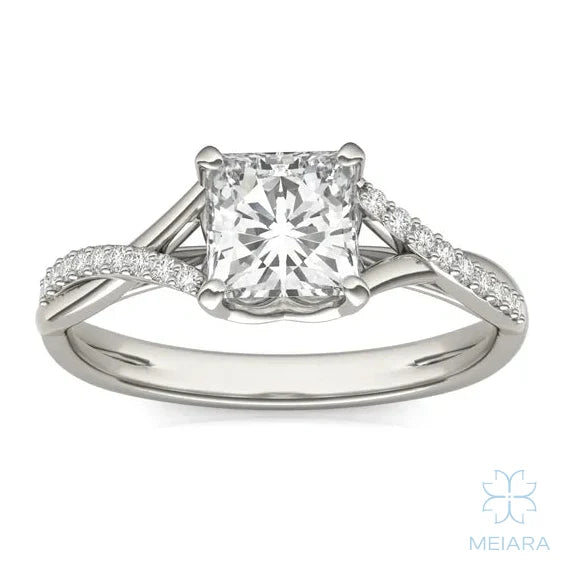 Eve Princess Twisted Side-Stone Engagement Ring