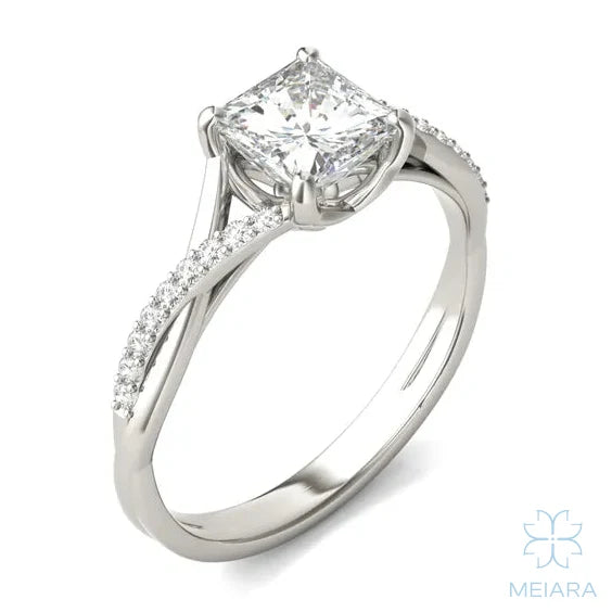 Eve Princess Twisted Side-Stone Engagement Ring